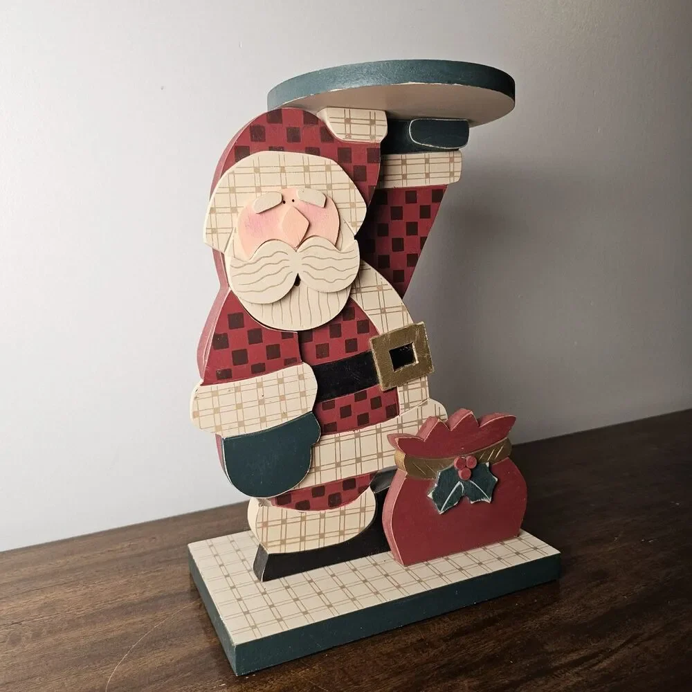 Vintage Terry’s Village Wooden Santa Stand Holiday Christmas Decor